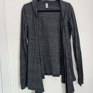 Alternative Dark Gray Open-Front Hooded Cardigan